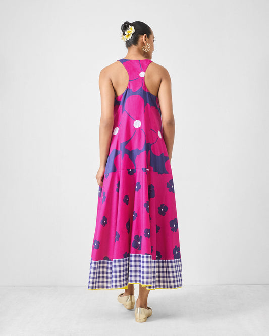 Karibu Dress - Fuchsia & Purple Printed