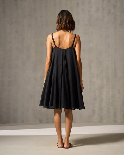 Berber Strappy Dress - Black & Foil Print