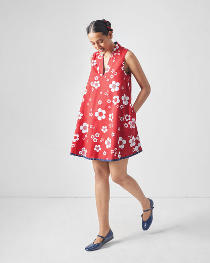 Kawaii Reversible Dress - Navy & Red