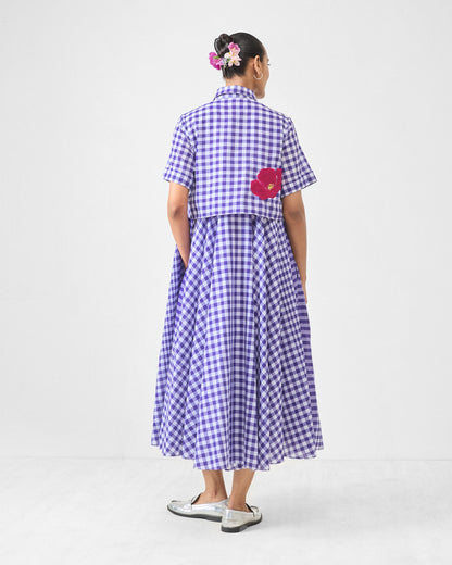 Kuro Dress - Purple & White Checks